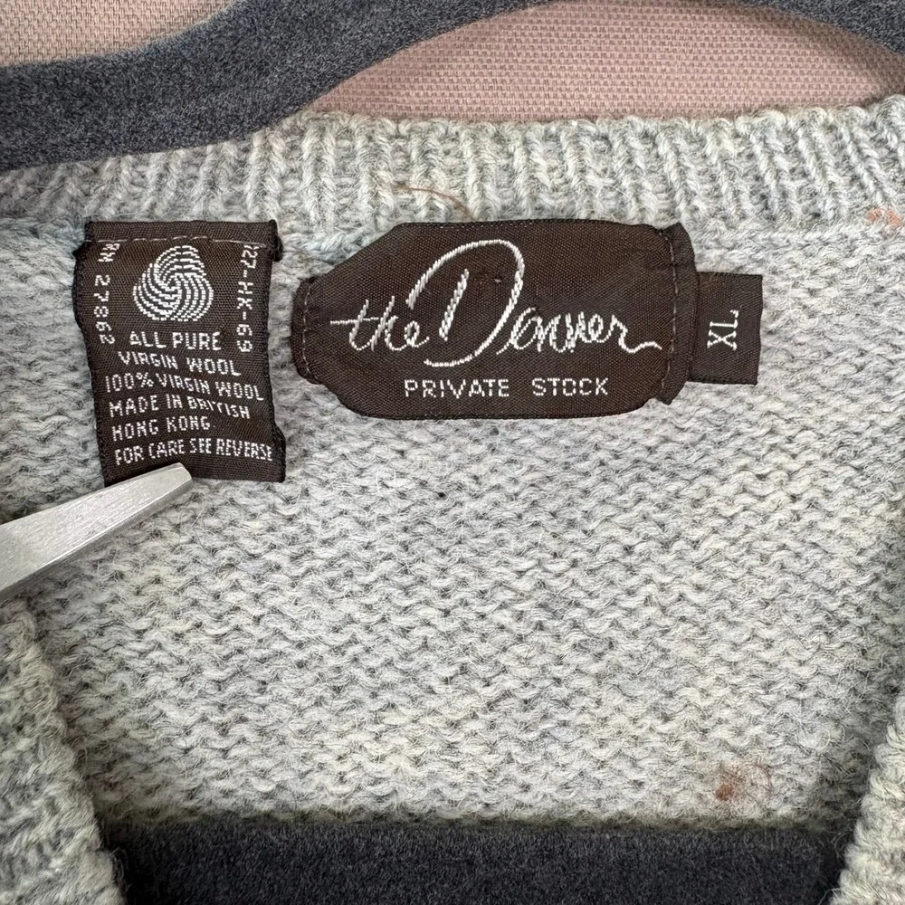 The Denver Sweater Vest Mens‎ XL Gray Fair Isle Private Stock Virgin Wool V-Neck